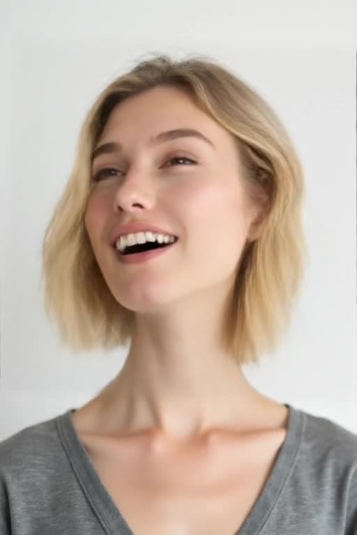 Awakening Radiance: From Eyes Closed to Blond Beauty's Brilliant Smile